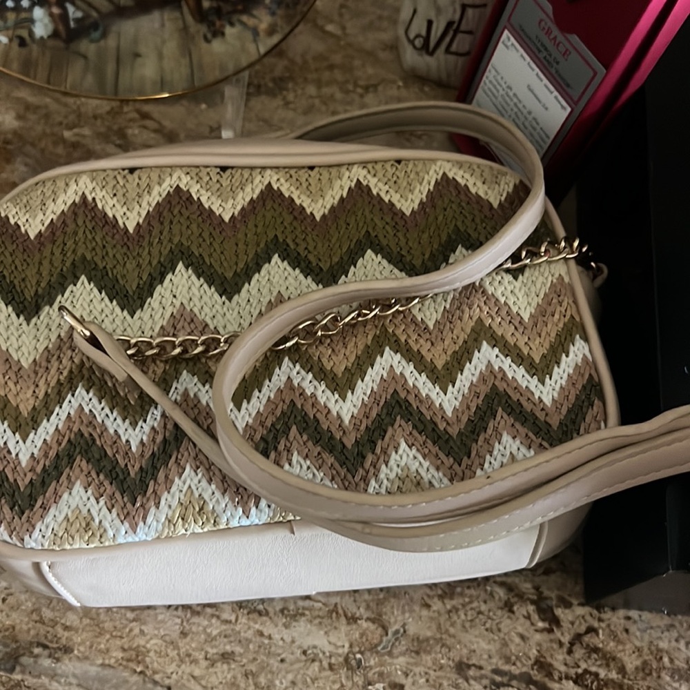 Sold Mini beige Purse, exterior pocket, fabric and leather exterior fabric - Picture 8 of 9